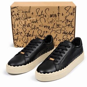 Saint + Sofia Black Leather Sneakers Platform Womens Size 10 EU‎ 41 NEW With Box